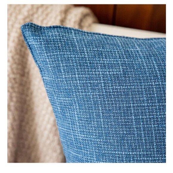 Kevin Textile Throw Pillow Covers 20x20 Federal Blue Textured Woven Set Of 2 - Picture 4 of 6